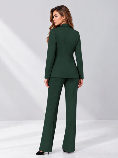 Dark Green 2 Pieces Regular Fit Women's Suits