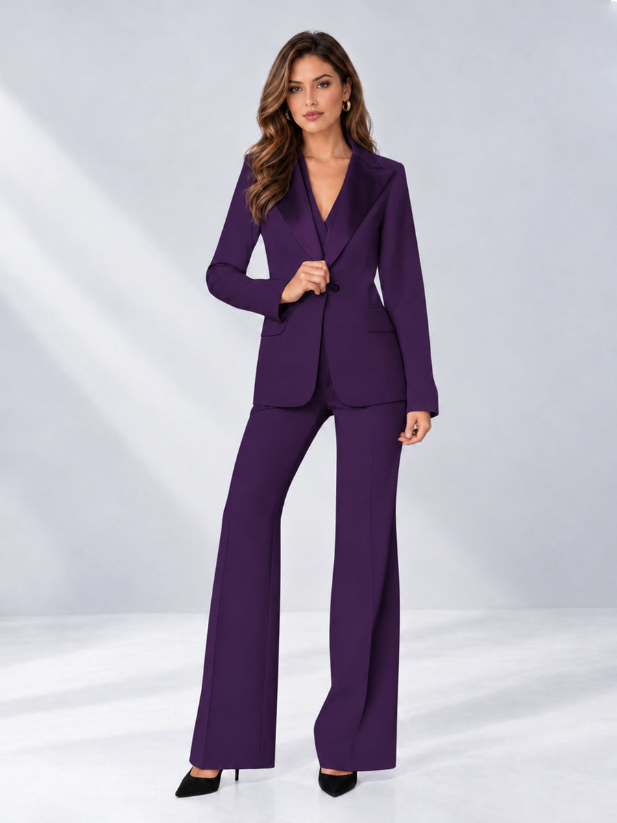 Dark Purple 2 Pieces Regular Fit Women's Suits