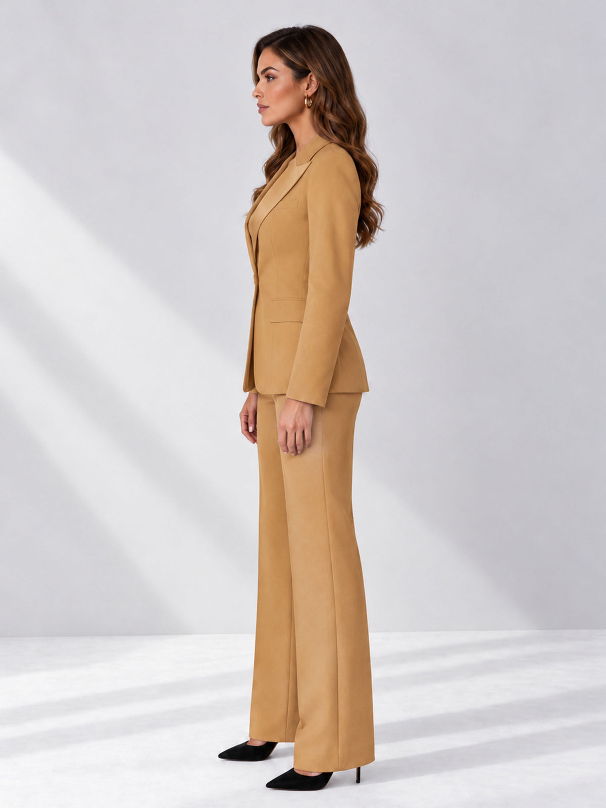 Gold 2 Pieces Regular Fit Women's Suits