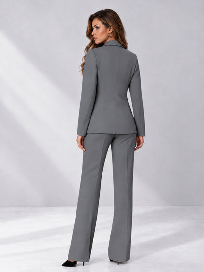 Gray 2 Pieces Regular Fit Women's Suits