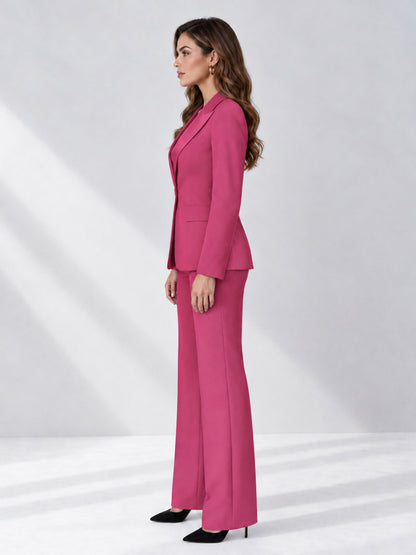 Hot Pink 2 Pieces Regular Fit Women's Suits