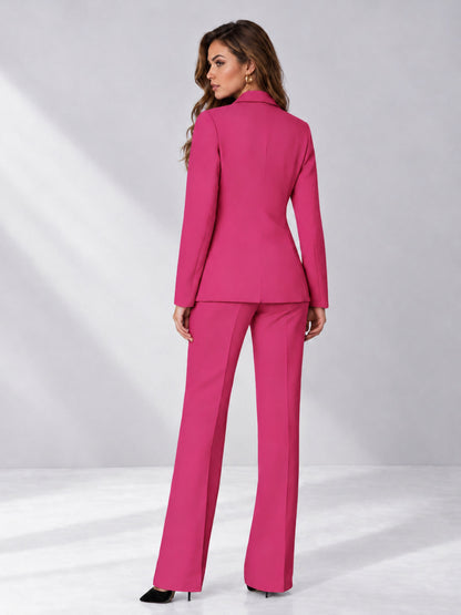 Hot Pink 2 Pieces Regular Fit Women's Suits