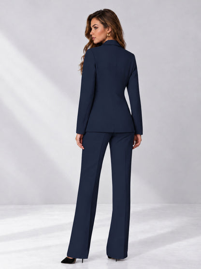 Navy Blue 2 Pieces Regular Fit Women's Suits