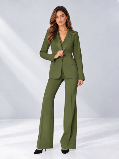 Olive Green 2 Pieces Regular Fit Women's Suits