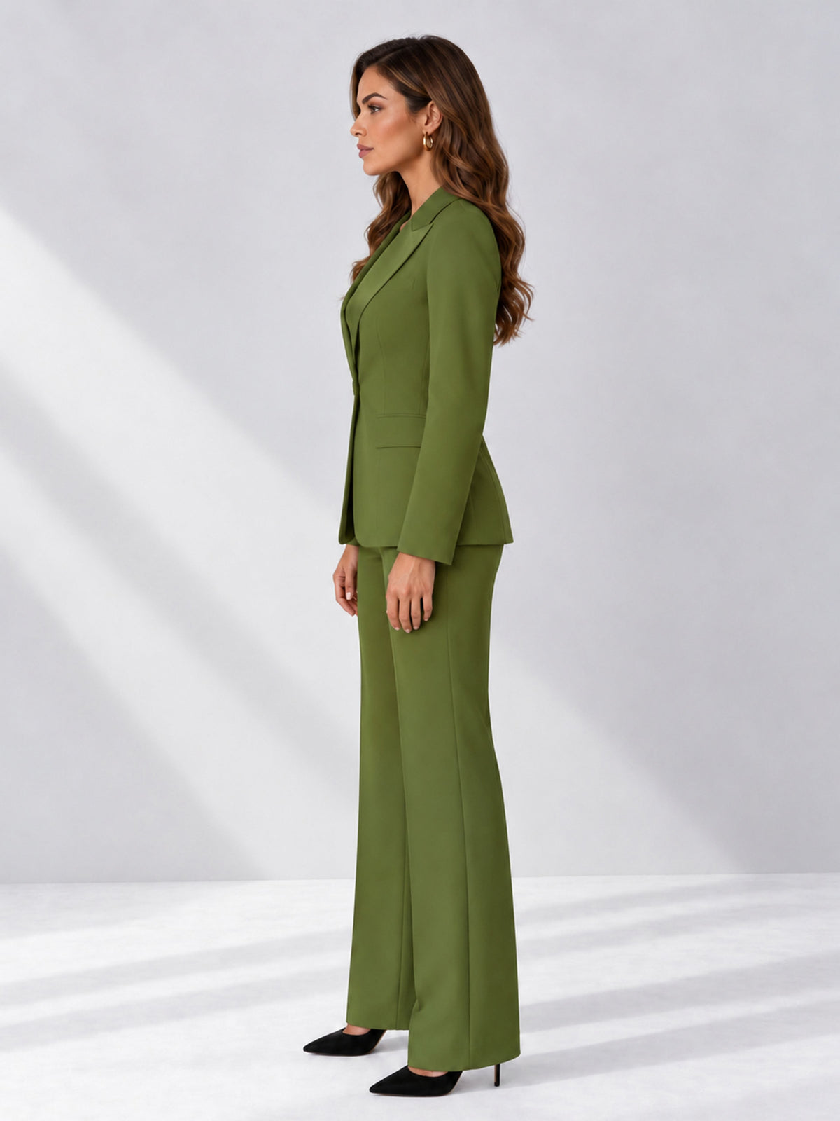 Olive Green 2 Pieces Regular Fit Women's Suits