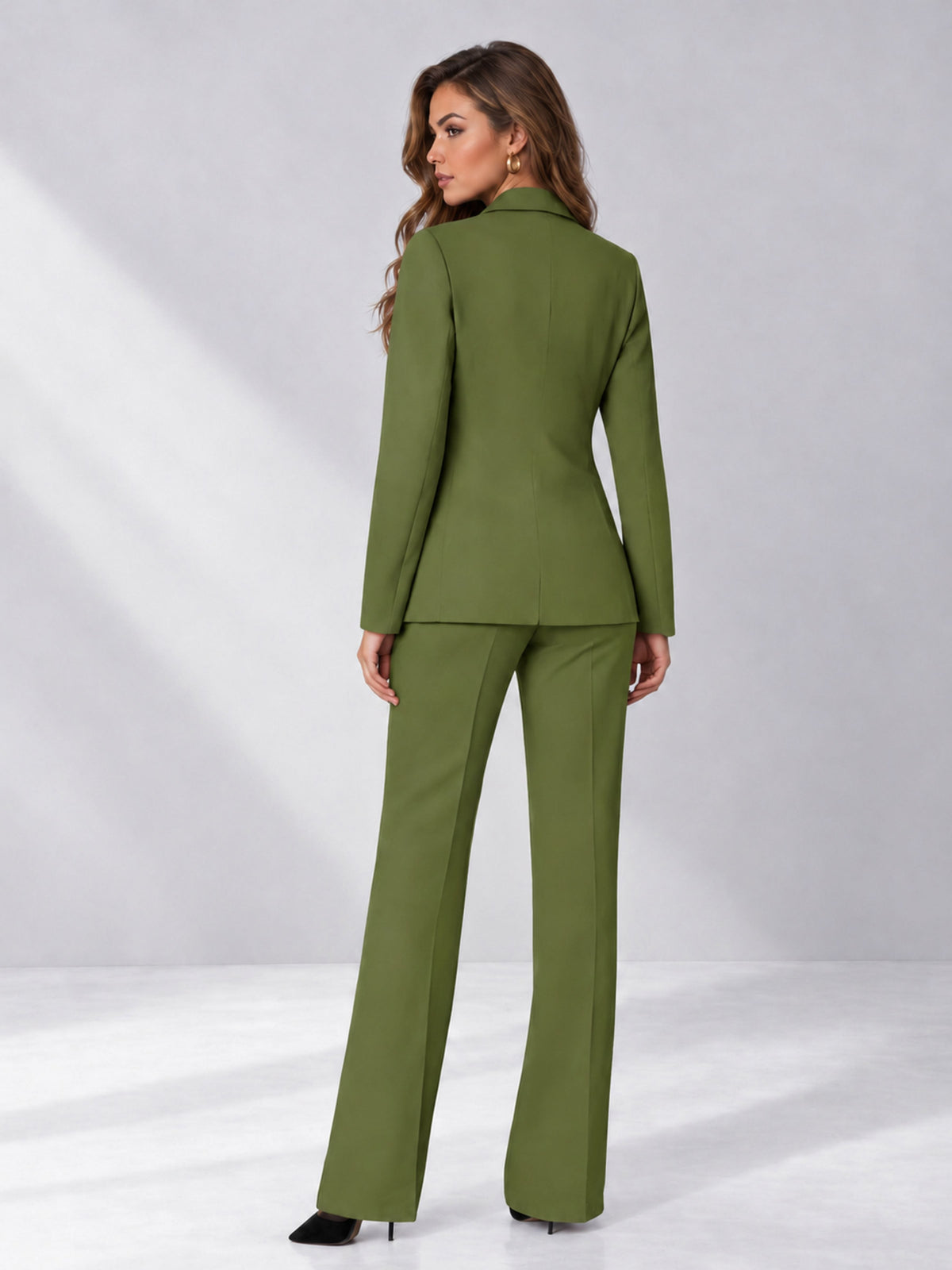 Olive Green 2 Pieces Regular Fit Women's Suits