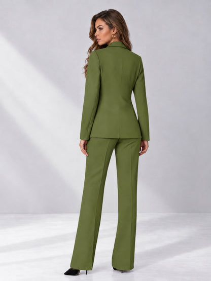 Olive Green 2 Pieces Regular Fit Women's Suits