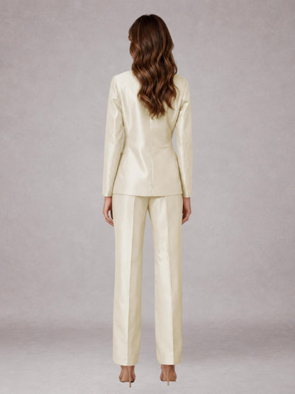 Champagne 2 Pieces Regular Fit Peak Lapel One Button Women's Suits