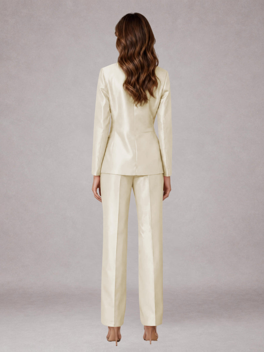 Champagne 2 Pieces Regular Fit Peak Lapel One Button Women's Suits