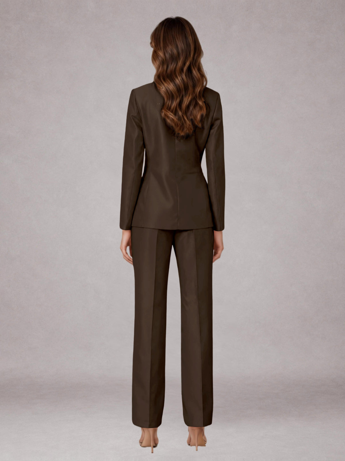 Chocolate 2 Pieces Regular Fit Peak Lapel One Button Women's Suits