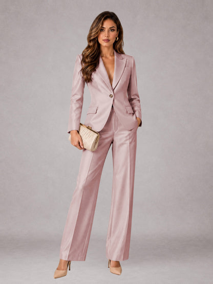Dusty Rose 2 Pieces Regular Fit Peak Lapel One Button Women's Suits