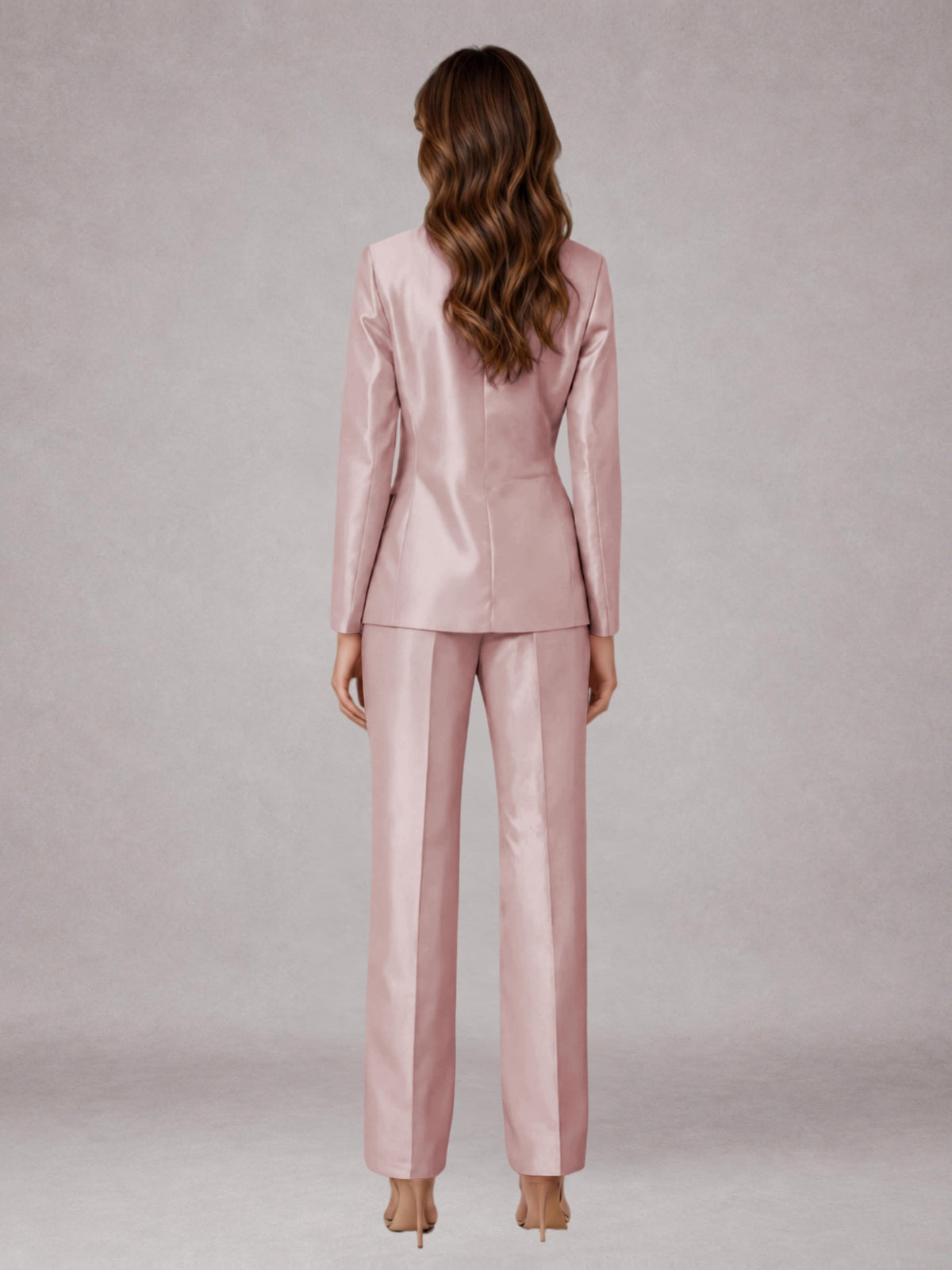 Dusty Rose 2 Pieces Regular Fit Peak Lapel One Button Women's Suits