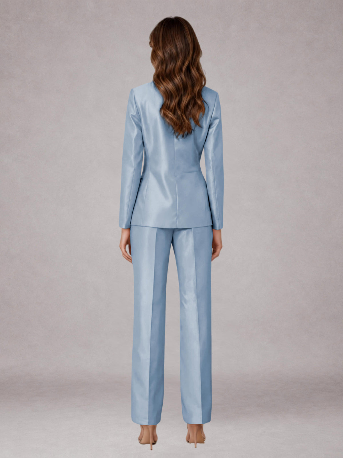 Light Blue 2 Pieces Regular Fit Peak Lapel One Button Women's Suits