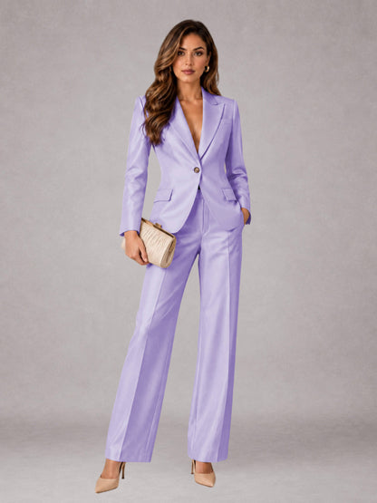 Lilac 2 Pieces Regular Fit Peak Lapel One Button Women's Suits