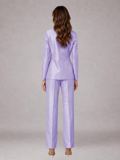 Lilac 2 Pieces Regular Fit Peak Lapel One Button Women's Suits