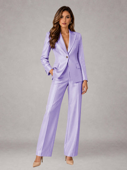 Lilac 2 Pieces Regular Fit Peak Lapel One Button Women's Suits
