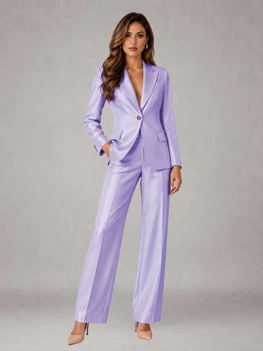 Lilac 2 Pieces Regular Fit Peak Lapel One Button Women's Suits