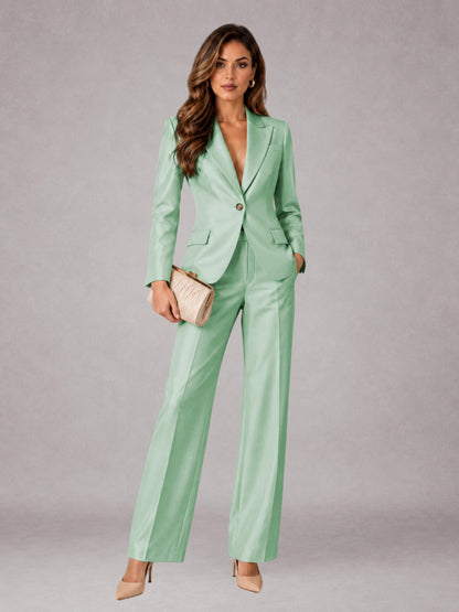 Mint Green 2 Pieces Regular Fit Peak Lapel One Button Women's Suits