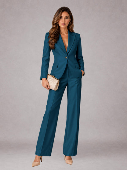 Peacock 2 Pieces Regular Fit Peak Lapel One Button Women's Suits