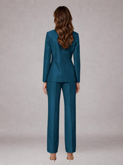 Peacock 2 Pieces Regular Fit Peak Lapel One Button Women's Suits