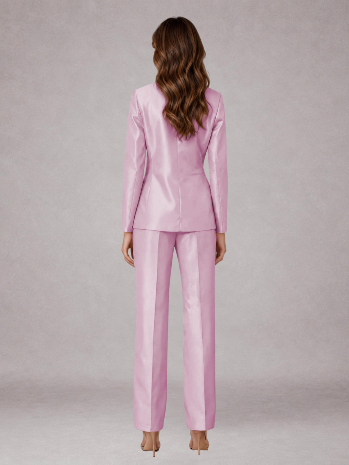 Pink 2 Pieces Regular Fit Peak Lapel One Button Women's Suits