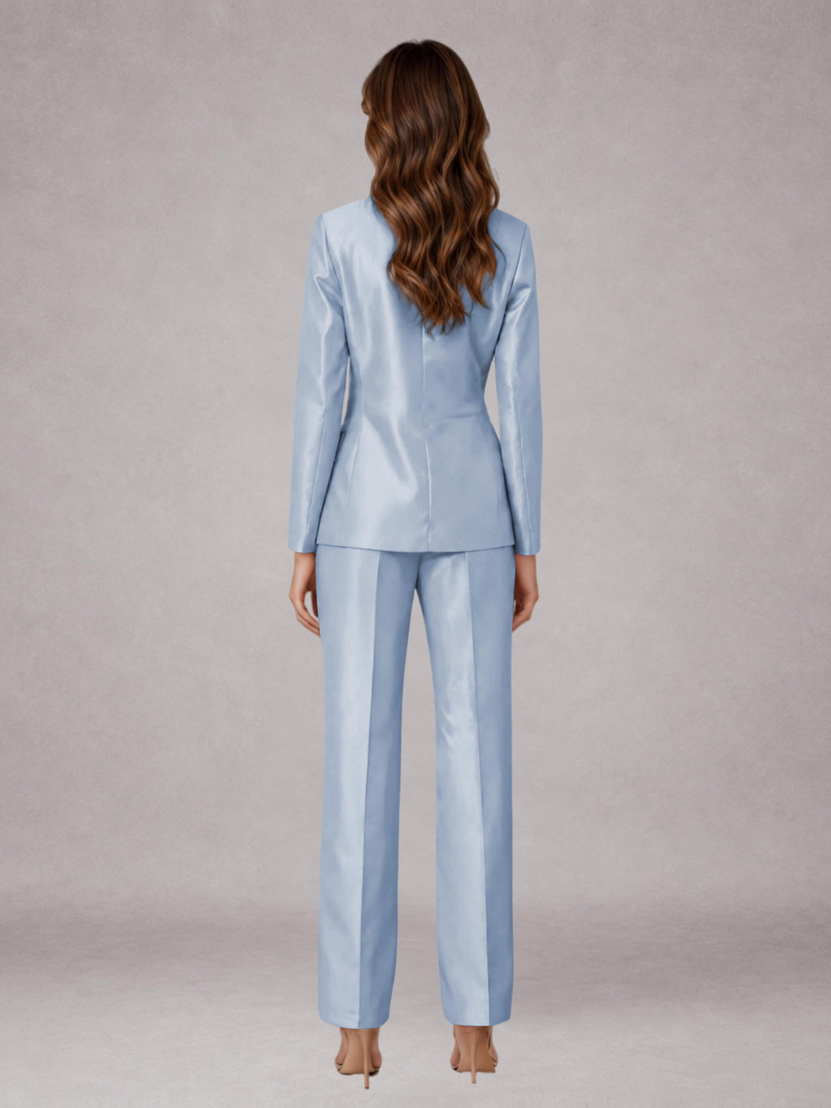 Powder Blue 2 Pieces Regular Fit Peak Lapel One Button Women's Suits