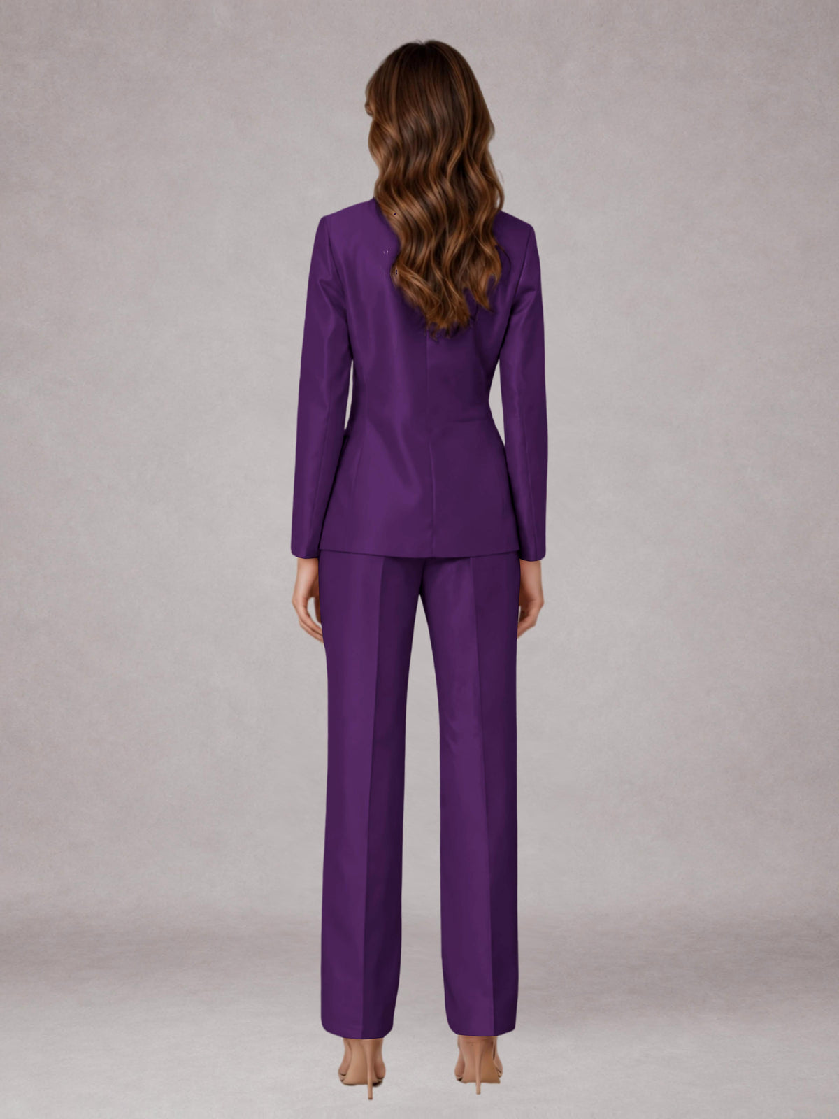 Purple 2 Pieces Regular Fit Peak Lapel One Button Women's Suits