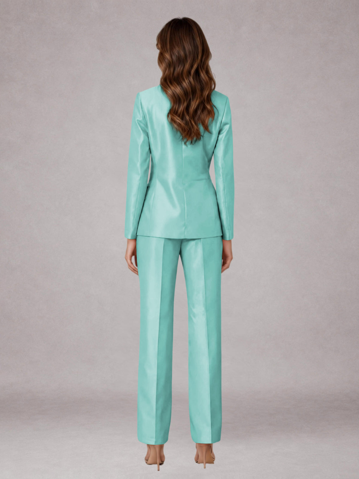 Turquoise 2 Pieces Regular Fit Peak Lapel One Button Women's Suits