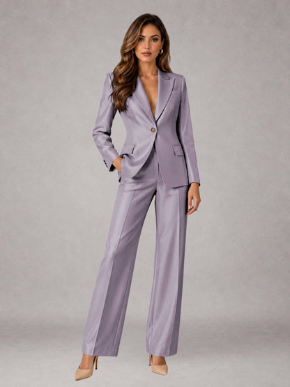 Wisteria 2 Pieces Regular Fit Peak Lapel One Button Women's Suits