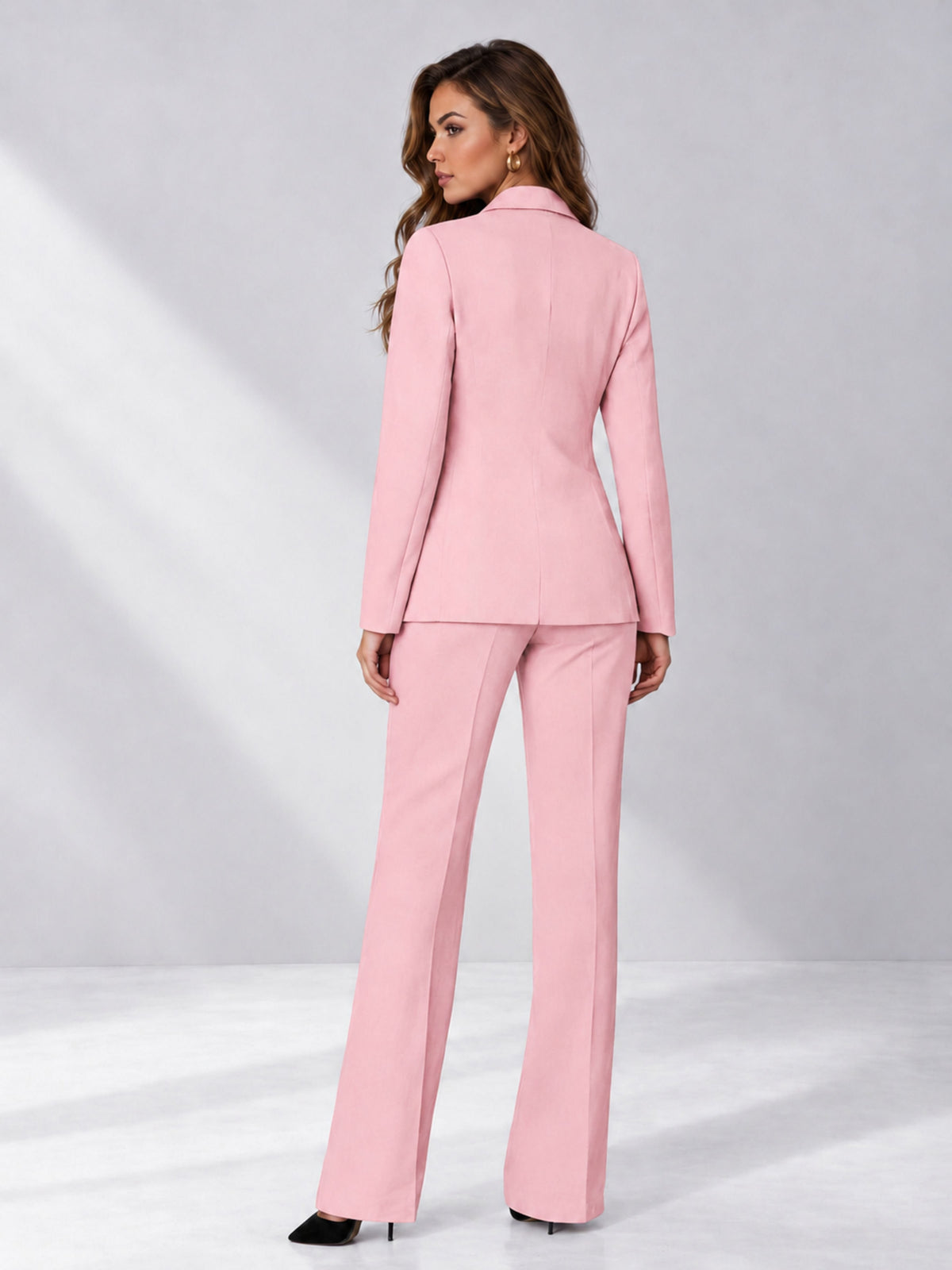 Pink 2 Pieces Regular Fit Women's Suits