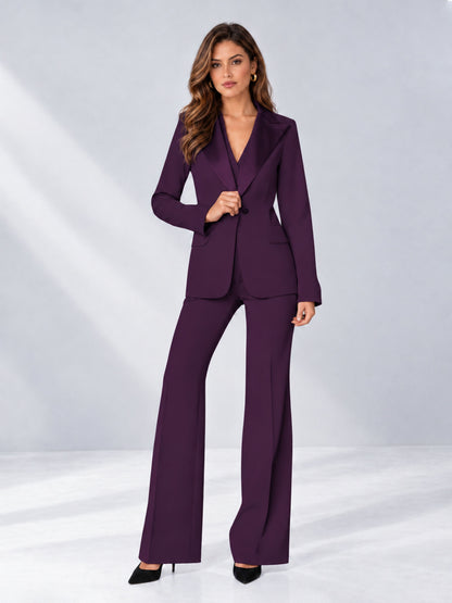Plum 2 Pieces Regular Fit Women's Suits