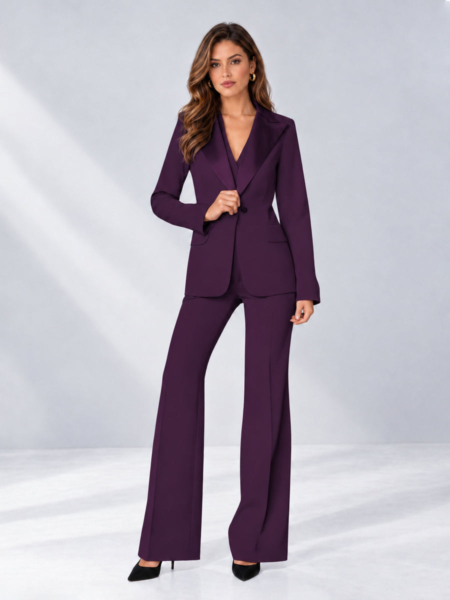 Plum 2 Pieces Regular Fit Women's Suits