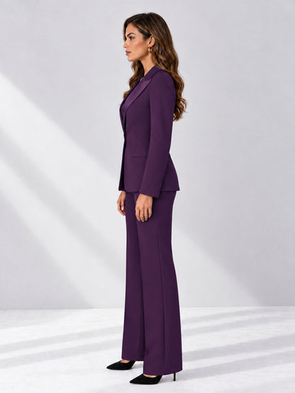 Plum 2 Pieces Regular Fit Women's Suits