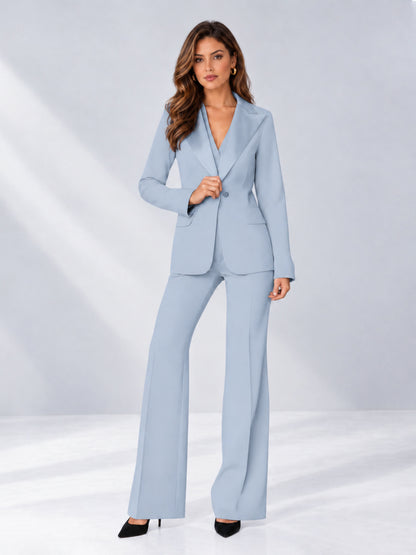 Powder Blue 2 Pieces Regular Fit Women's Suits