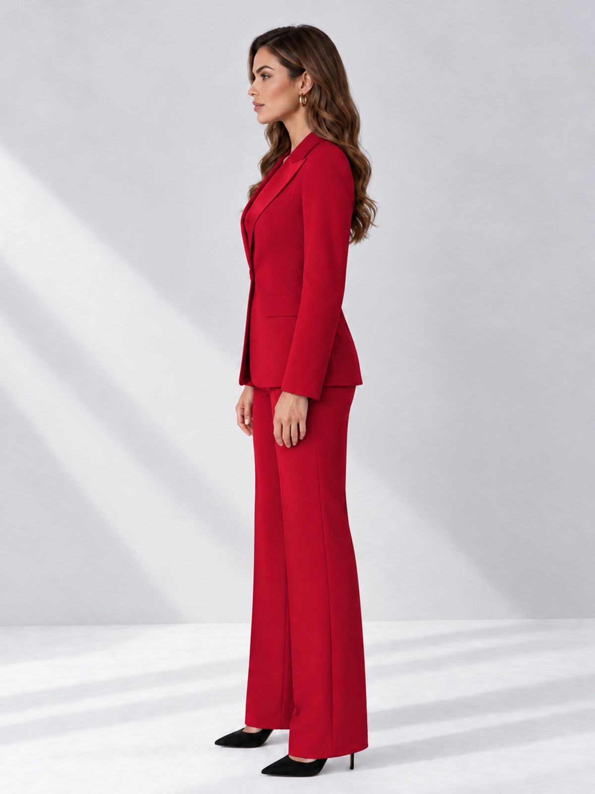 Red 2 Pieces Regular Fit Women's Suits