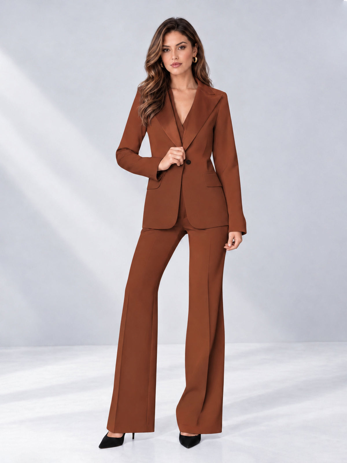 Rust 2 Pieces Regular Fit Women's Suits