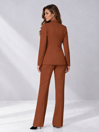 Rust 2 Pieces Regular Fit Women's Suits