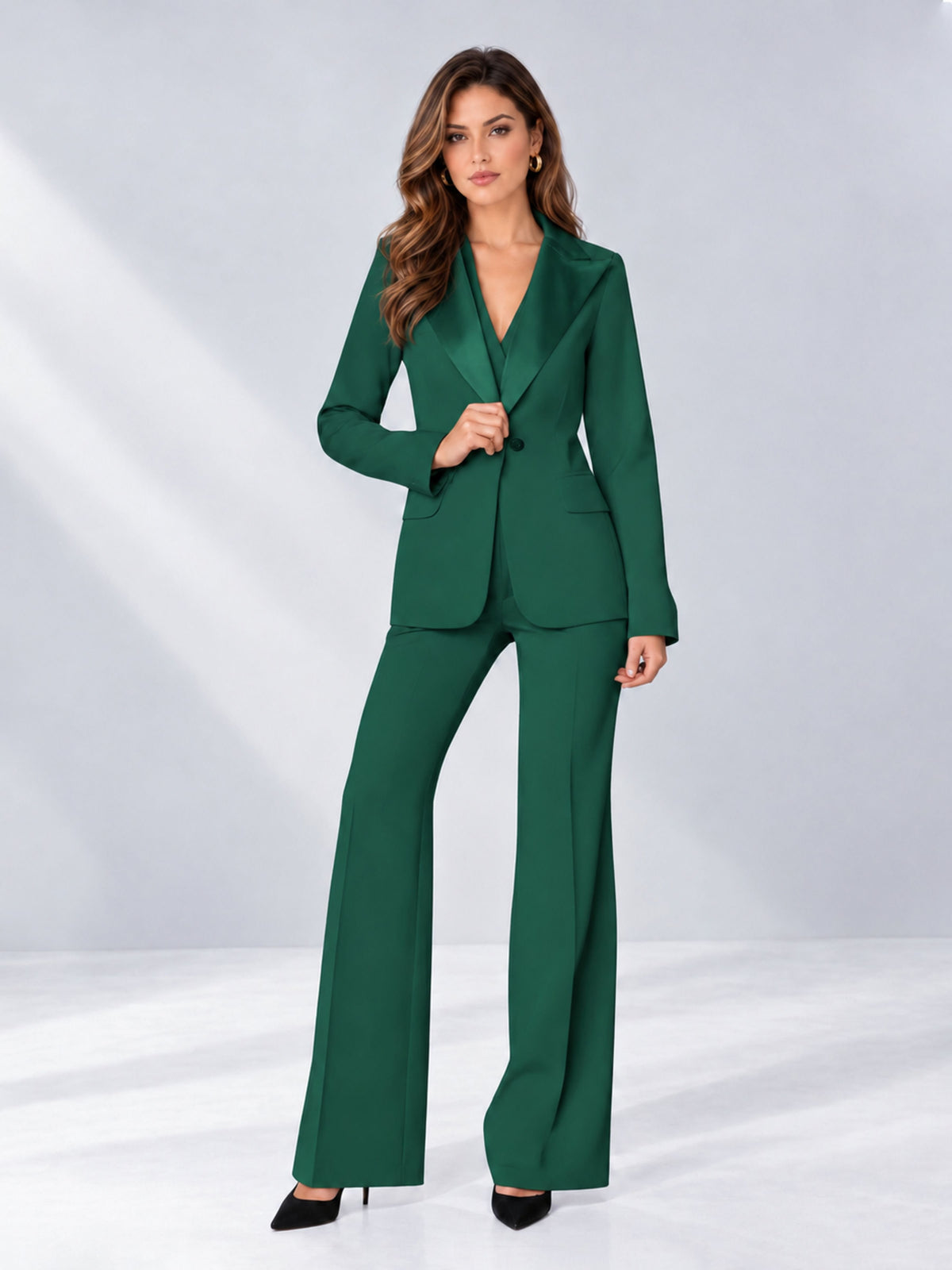 Teal 2 Pieces Regular Fit Women's Suits