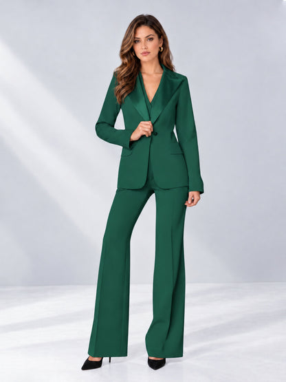 Teal 2 Pieces Regular Fit Women's Suits