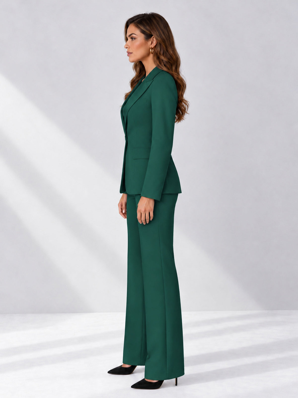 Teal 2 Pieces Regular Fit Women's Suits