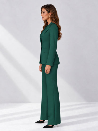 Teal 2 Pieces Regular Fit Women's Suits