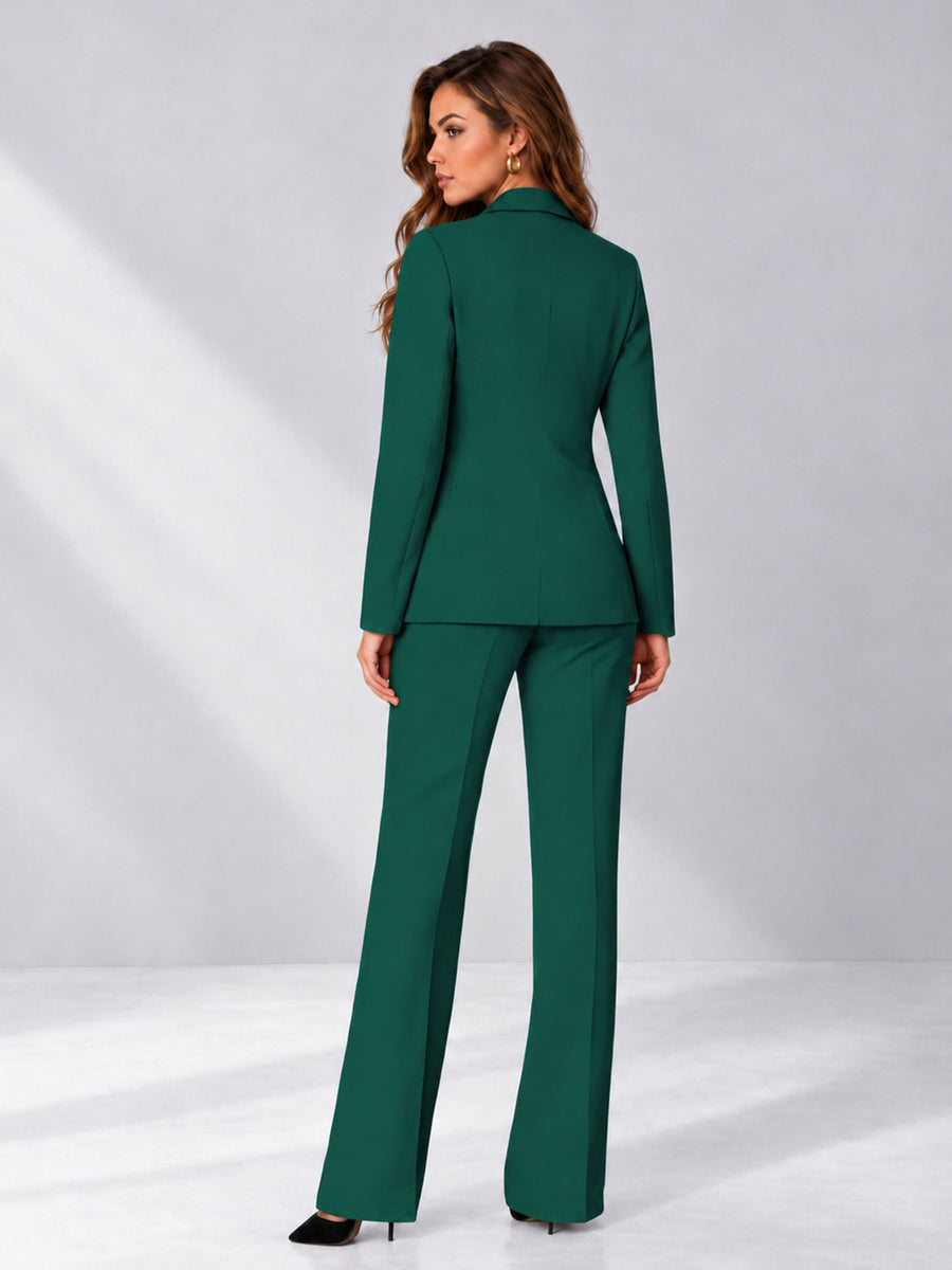 Teal 2 Pieces Regular Fit Women's Suits