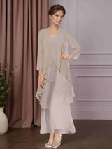 2 Pieces A-Line/Princess Round Neck Ankle-Length Mother of the Bride Dresses with Jacket