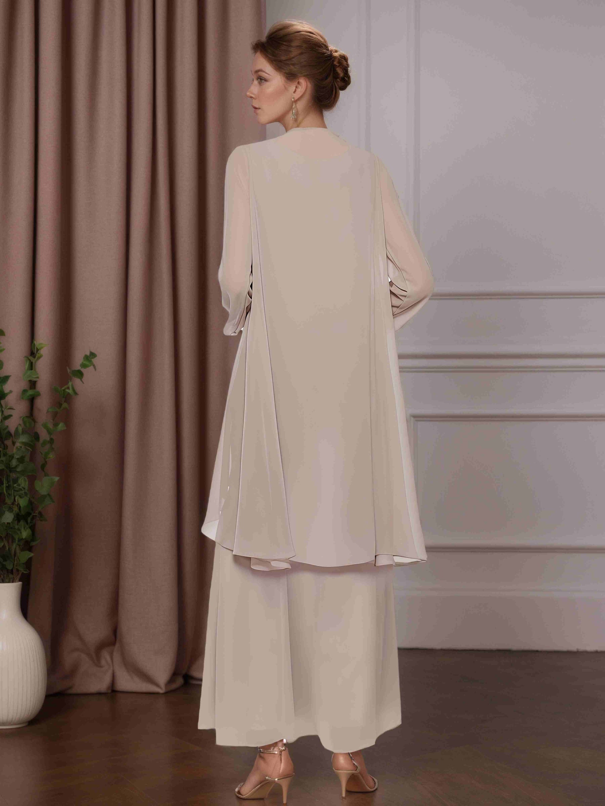 mother of the bride dresses with jackets ankle length 3 Piece Square Neck Ankle-Length Mother Of The Bride Dresses With Jack mollyevers.com