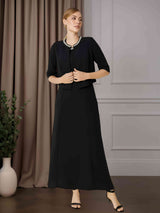 2 Pieces Scoop Neck Ankle-Length Mother of the Bride Dresses with Sequins & Jacket
