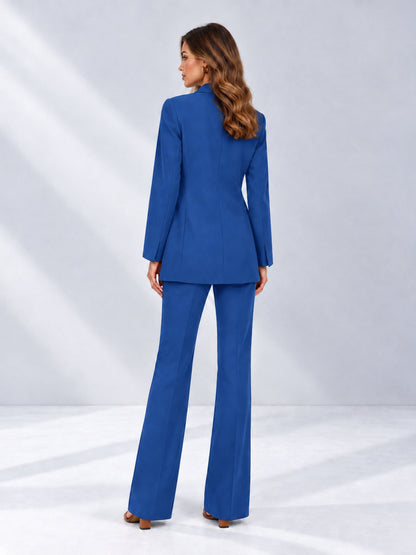Blue 2 Pieces Shawl Lapel Regular Fit One Button Women's Suits 
