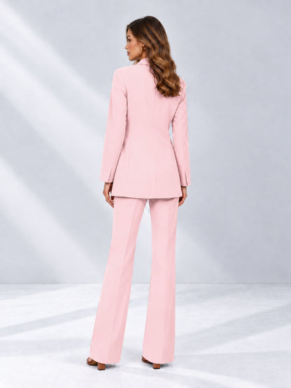 Blush Pink 2 Pieces Shawl Lapel Regular Fit One Button Women's Suits 