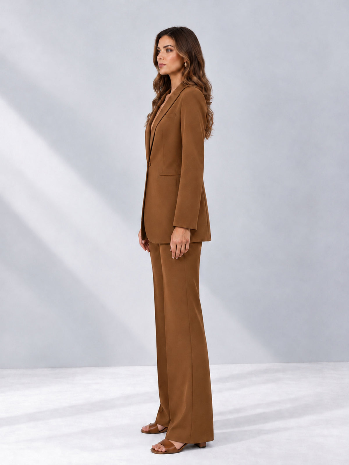 Burnt Orange 2 Pieces Shawl Lapel Regular Fit One Button Women's Suits 