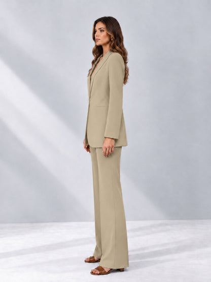 Champagne 2 Pieces Shawl Lapel Regular Fit One Button Women's Suits 