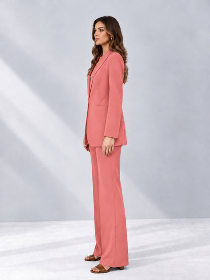 Coral 2 Pieces Shawl Lapel Regular Fit One Button Women's Suits 
